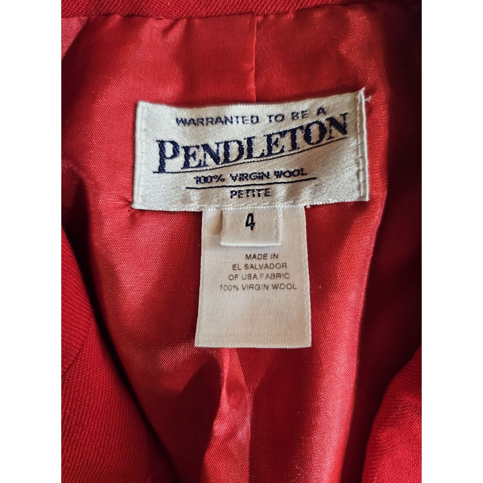 Pendleton VINTAGE Pendleton Blazer Women's Petite Size 4 Red 100% Wool Single-Breasted 90s USA Size S / US 4 / IT 40 - 4 Thumbnail