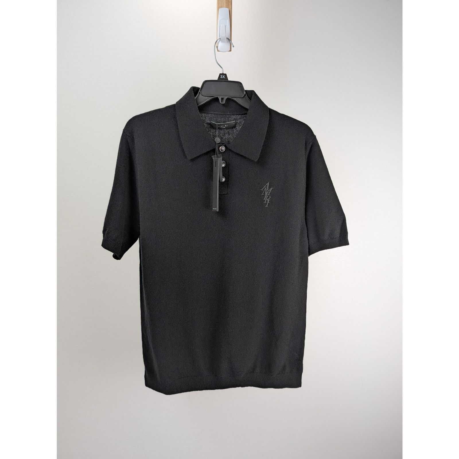 Amiri o1rshd1 Q:3 / Stack Short Sleeve Polo Shirt in Black Size US XL / EU 56 / 4 - 5 Thumbnail
