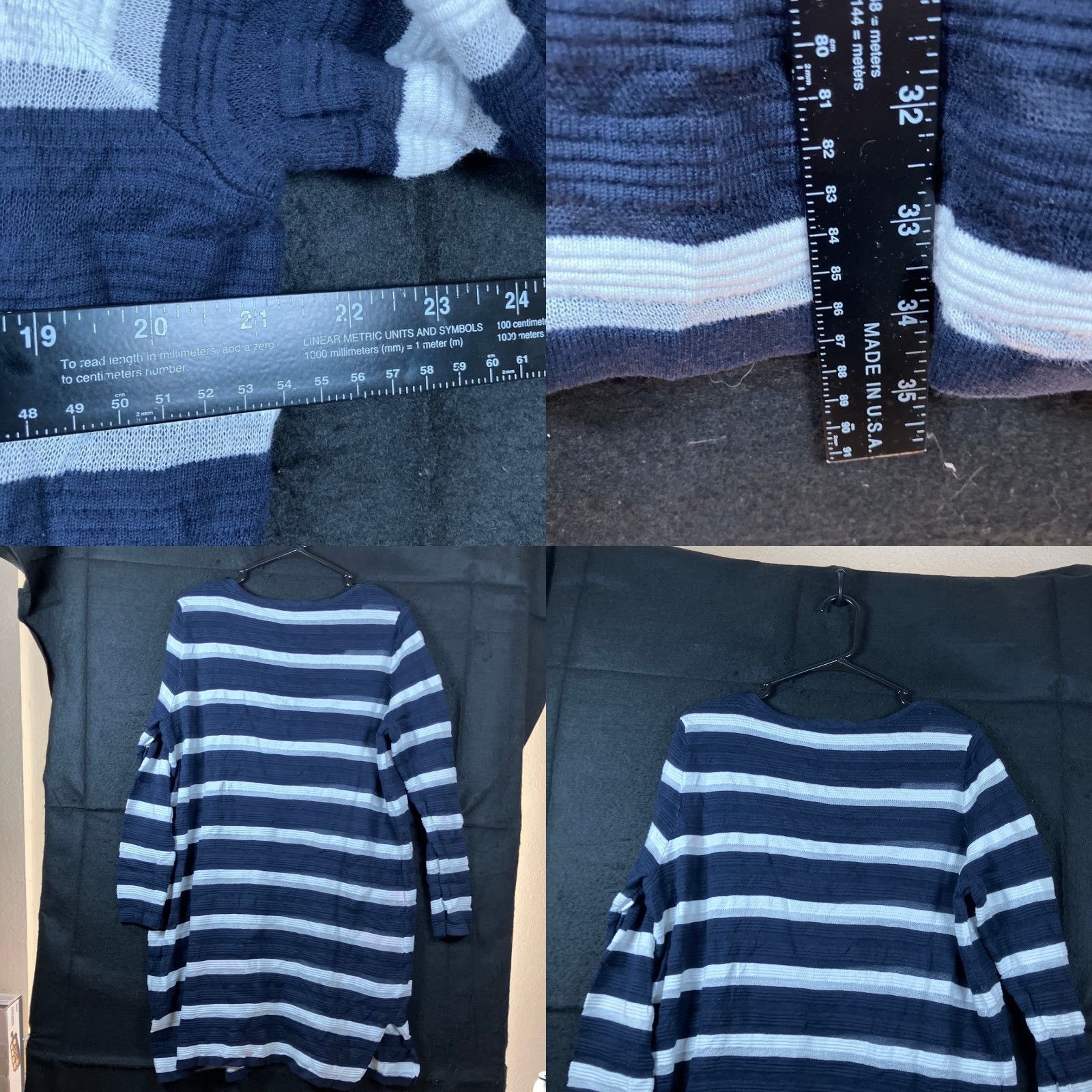 Talbots Talbots Womens Dress Navy Blue V Neck Striped Tunic Casual Pocket Stretch Large Size L / US 10 / IT 46 - 8 Thumbnail