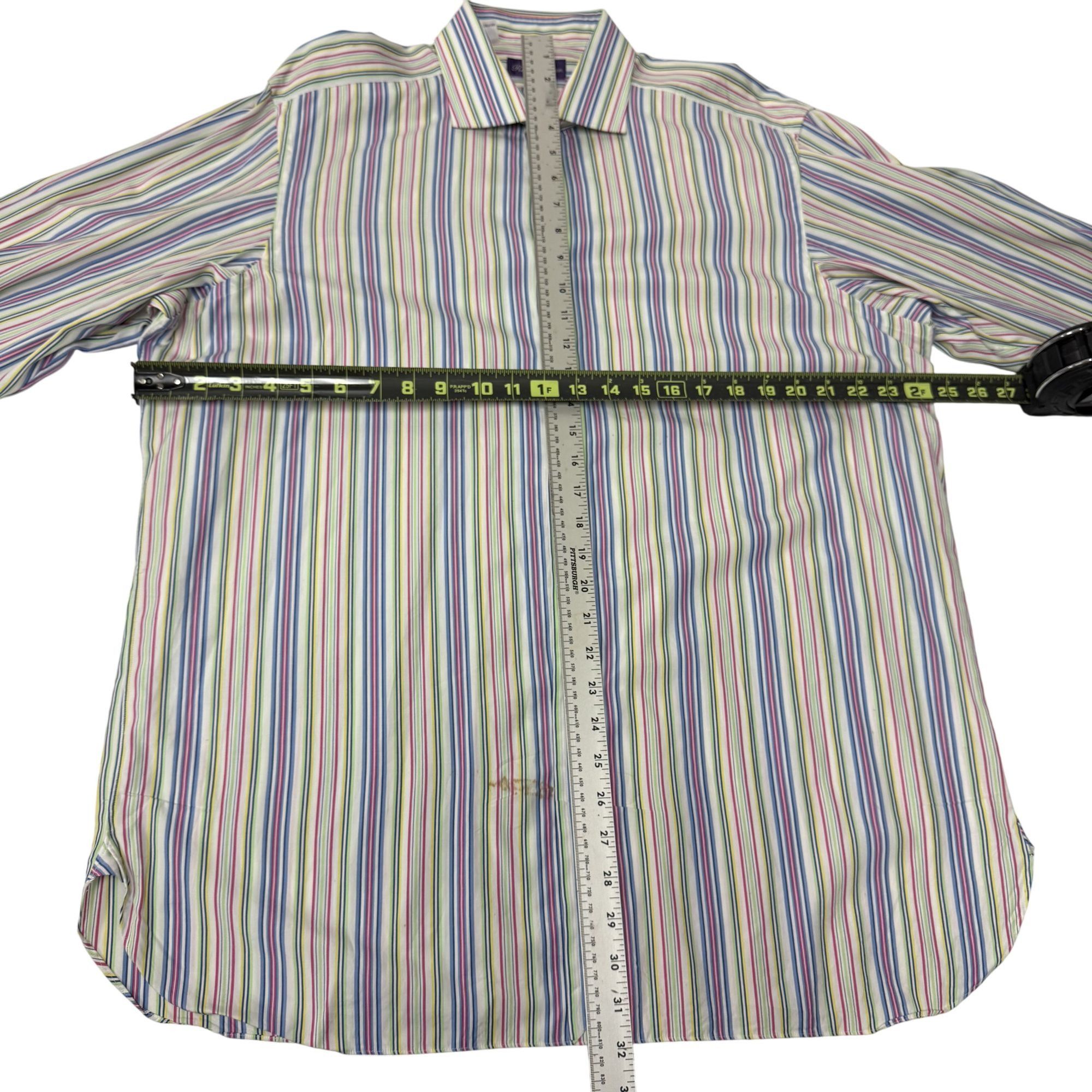 Ralph Lauren Purple Label Vtg Ralph Lauren Italy PURPLE LABEL RAINBOW Stripe Shirt Size US XL / EU 56 / 4 - 4 Thumbnail