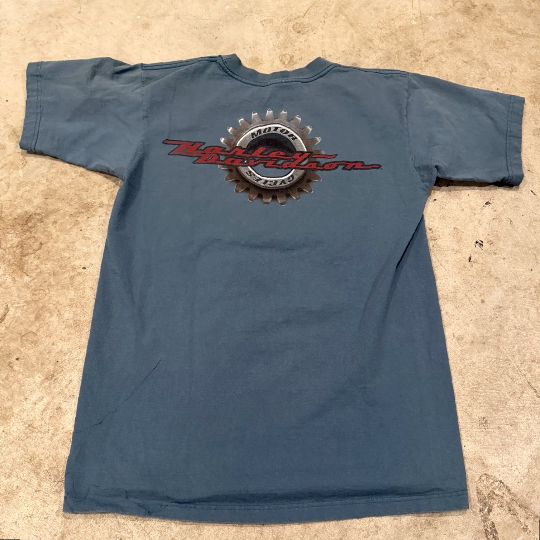 Harley Davidson VINTAGE Harley-Davidson Motor Cycles Mens Medium Cotton Graphic Shirt Made In US Mens T-Shirt Blue Short Sleeve Graphic Print 90s/ Motorcycle Size US M / EU 48-50 / 2 - 2 Thumbnail
