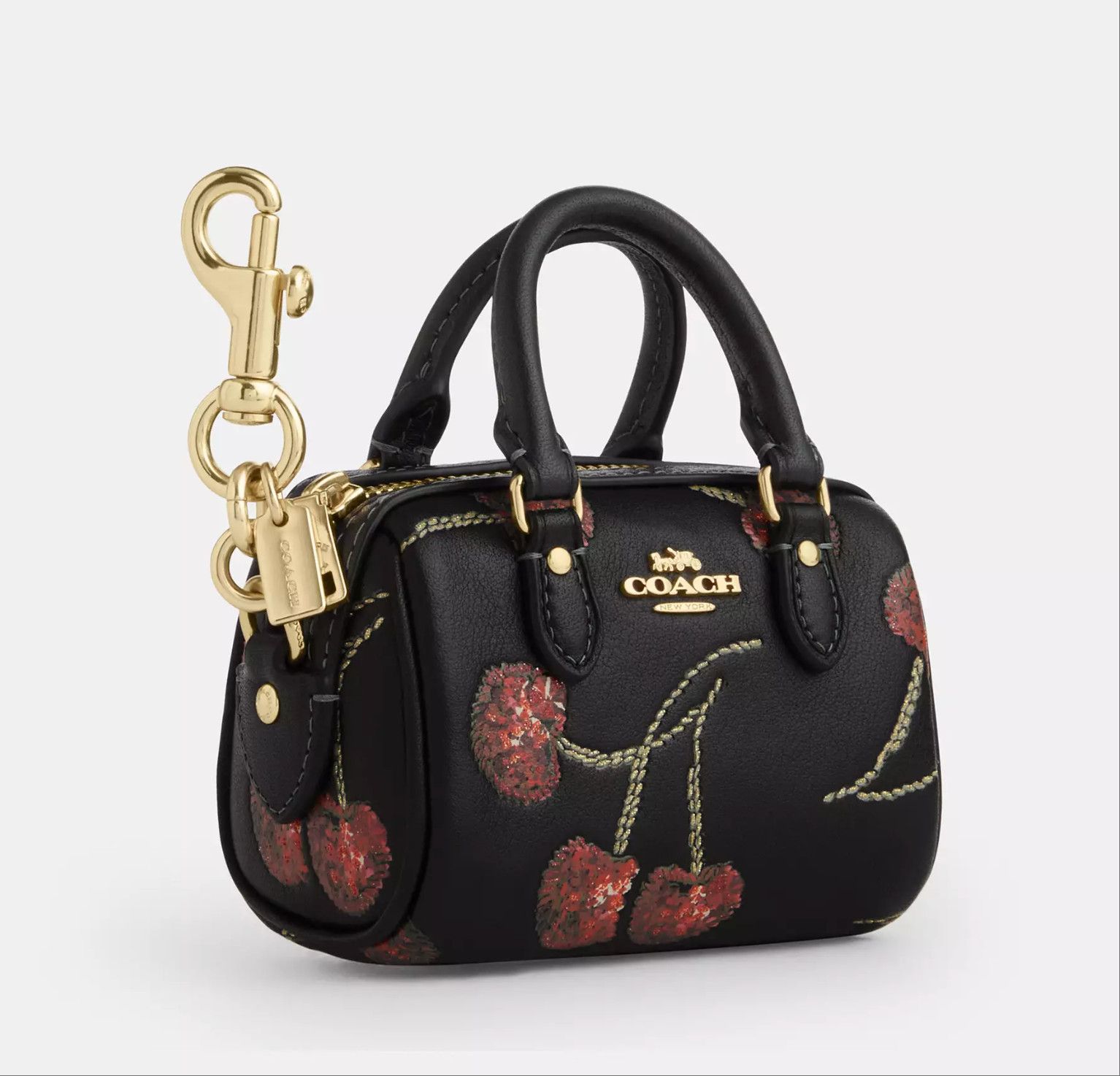 Coach Mini Rowan Bag Charm With Cherry Print CDB17 Size ONE SIZE - 4 Thumbnail