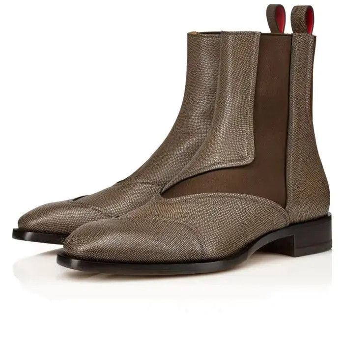 Christian Louboutin o1s1wg111224 Boabi Chelsea Flat Calf Petit Grain in Brown Size US 6 / EU 39 - 1 Thumbnail