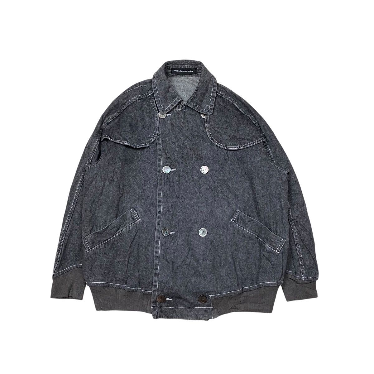 Issey Miyake × Japanese Brand × mercibeaucoup Mercibeaucoup Double Breasted Denim Bomber Jacket Size US M / EU 48-50 / 2 - 1 Thumbnail