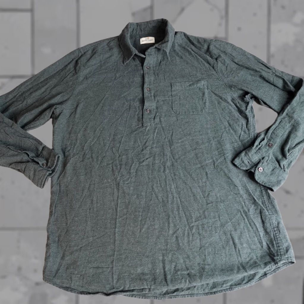 Marine Layer Marine Layer Shirt L Green Popover Flannel Button-Down Shirt Mens Regular Size L Green Cotton Button Up Pocketed Button-Down Vintage No Size US L / EU 52-54 / 3 - 1 Thumbnail