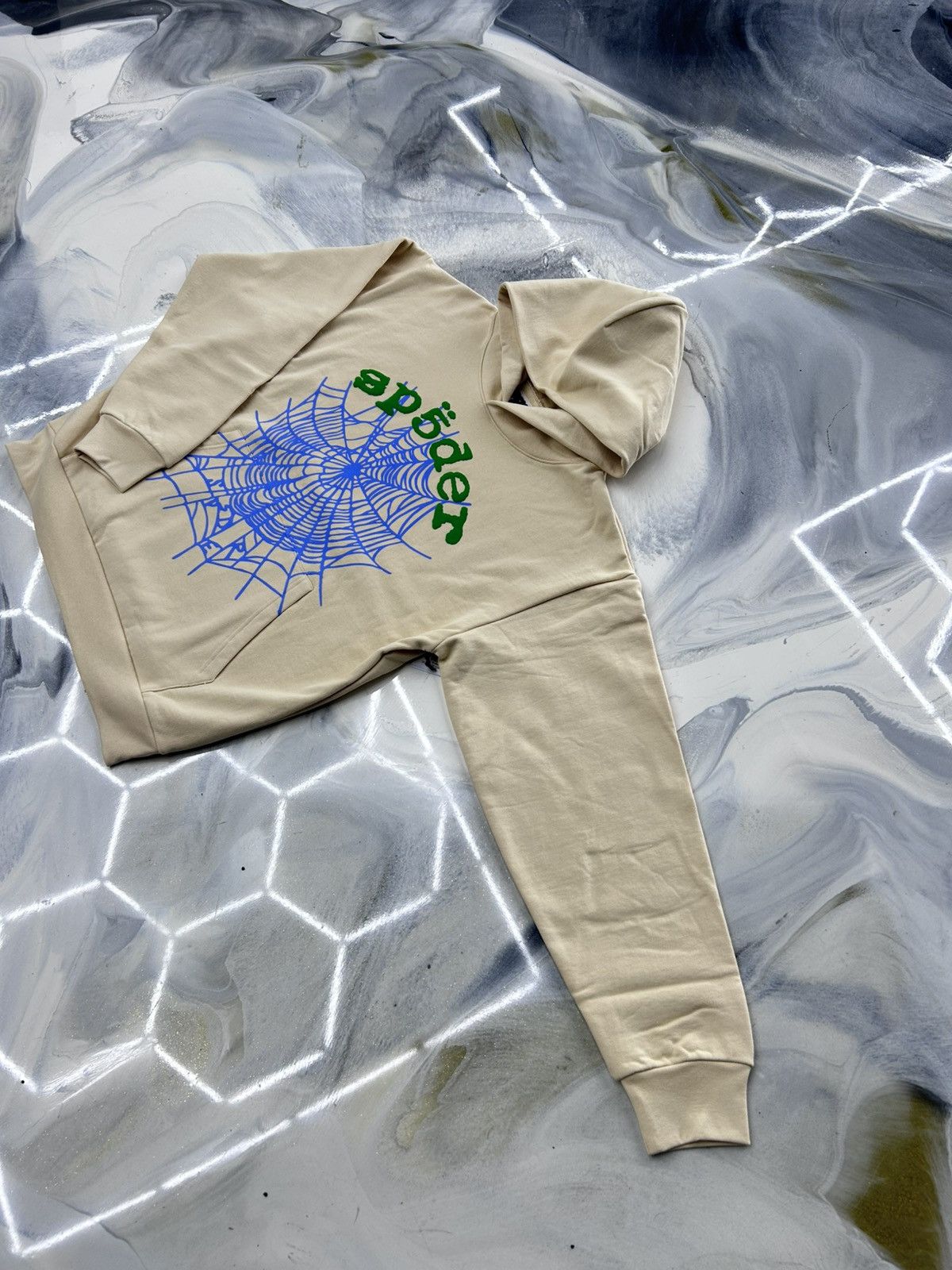 Sp5der Sp5der Web V2 Hoodie Cream Green Blue Size M Size US M / EU 48-50 / 2 - 5 Thumbnail