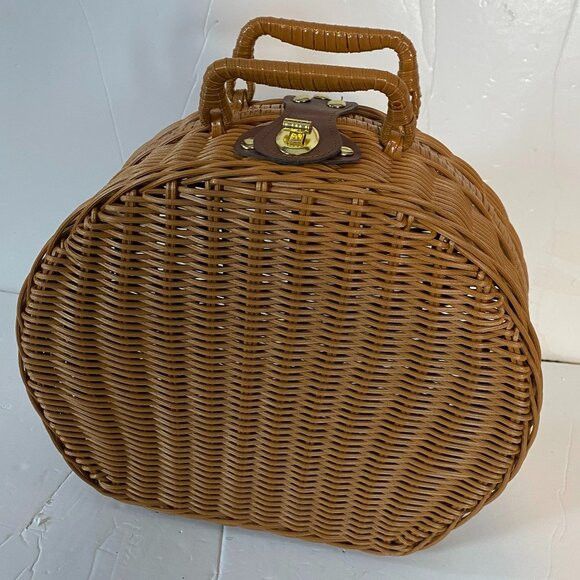 Other Woven Wicker Picnic Basket Carrying Case Handbag Size ONE SIZE - 2 Thumbnail