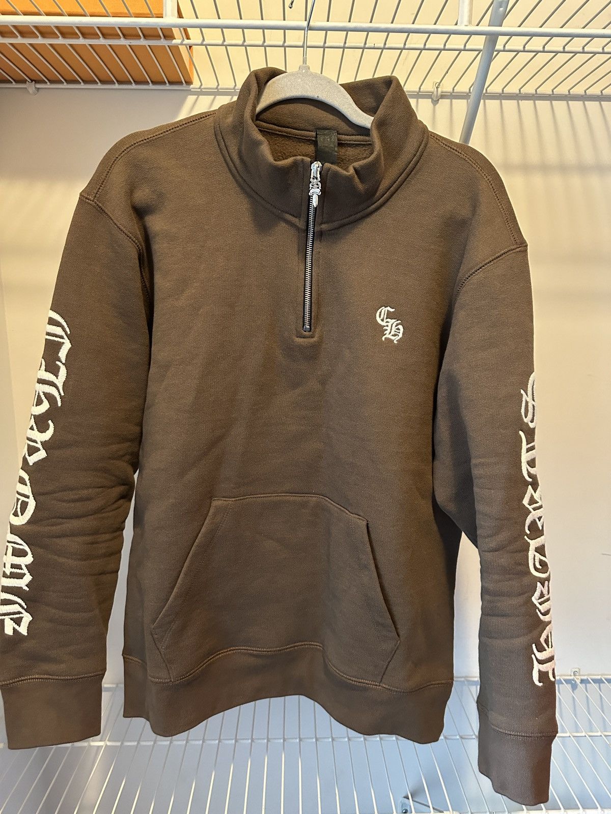 image of Chrome Hearts Chrome Heart Slo Ride Half Zip Sweatshirt Brown, Men's (Size Large)