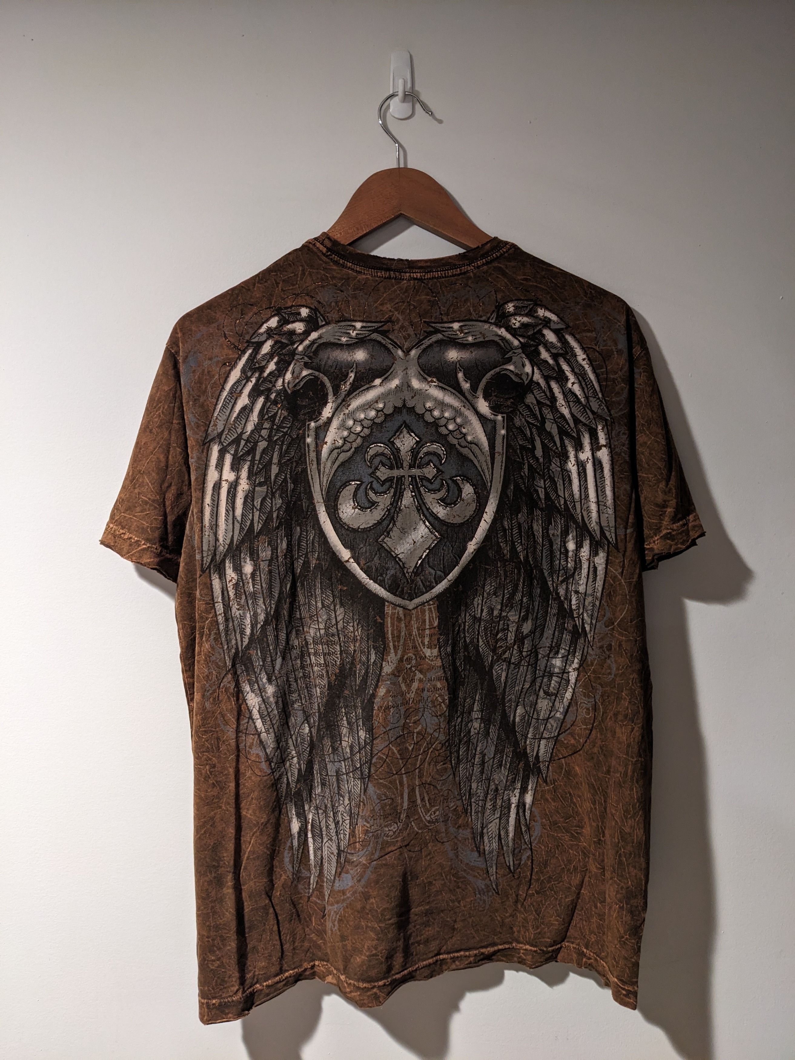Affliction × Vintage Vintage Y2K Affliction MMA UFC Fighting Gold Foil T-Shirt Size US L / EU 52-54 / 3 - 8 Thumbnail