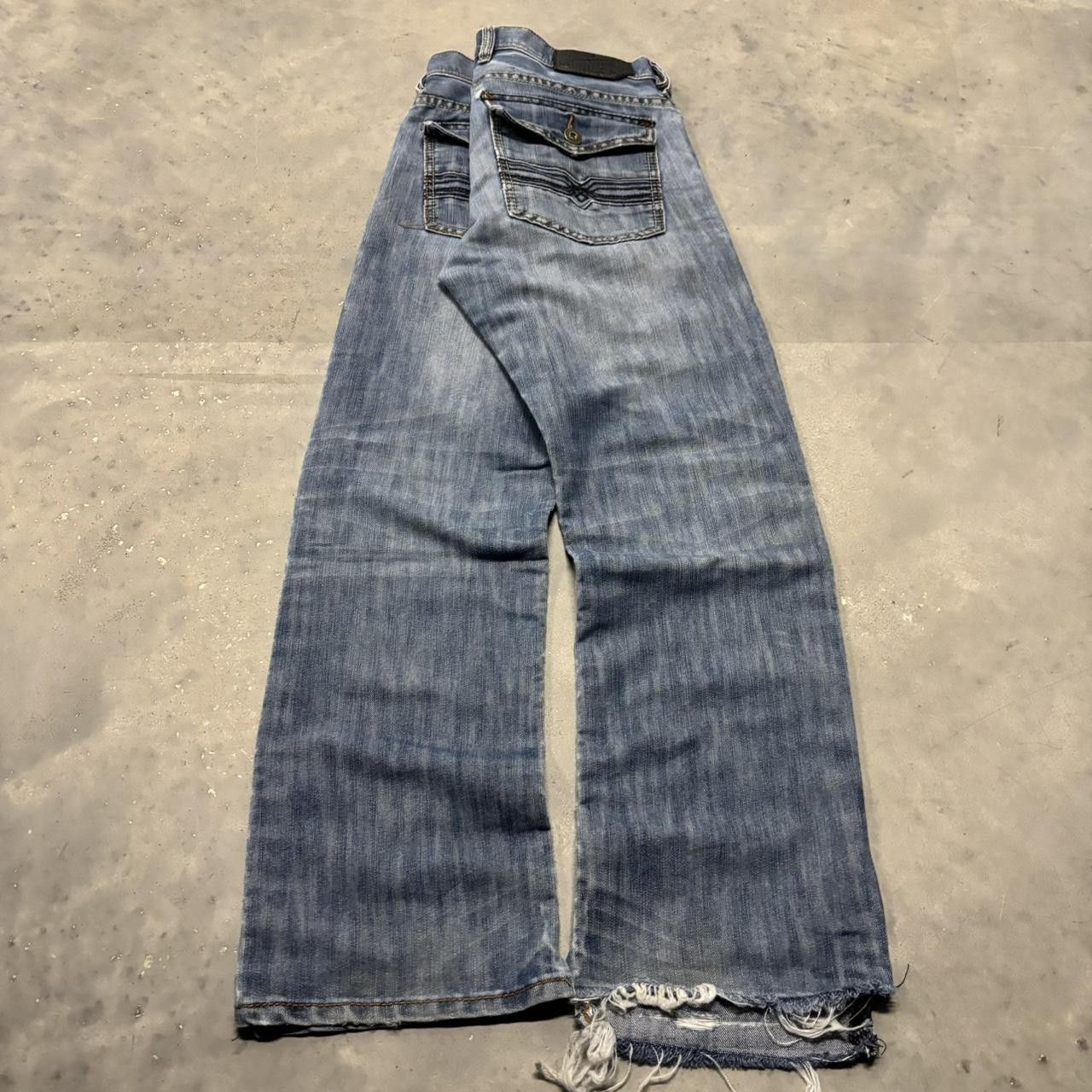 Japanese Brand × Vintage Crazy Vintage Y2K/2000s Faded Dark Wash Distressed Mall Goth Denim Jeans! Size US 31 - 4 Thumbnail