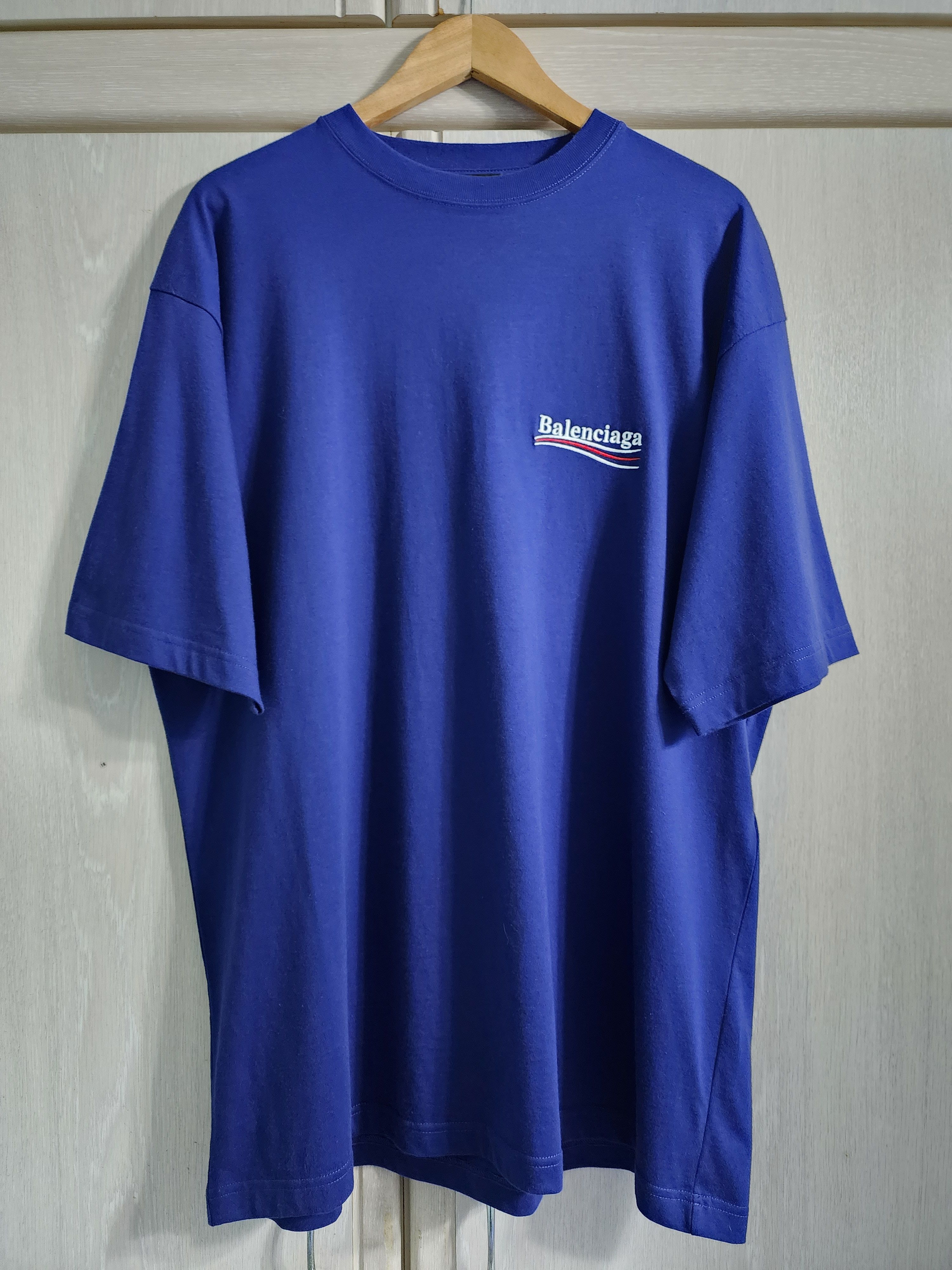 Pre-owned Balenciaga Political Campaign Embroidered T-shirt In Blue