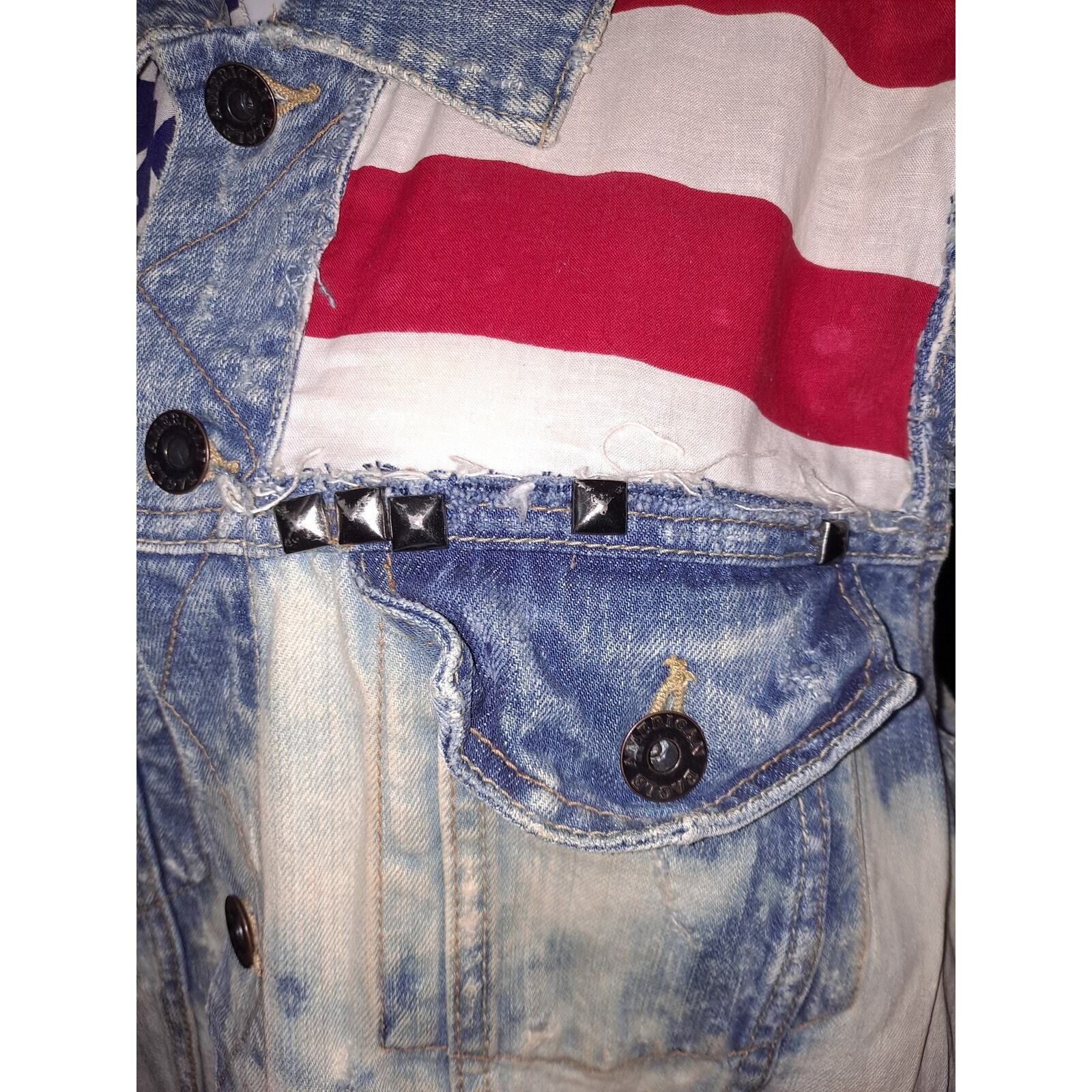 American Eagle Outfitters American Eagle Outfitters American Flag Acid Wash Denim Vest Size US XL / EU 56 / 4 - 6 Thumbnail
