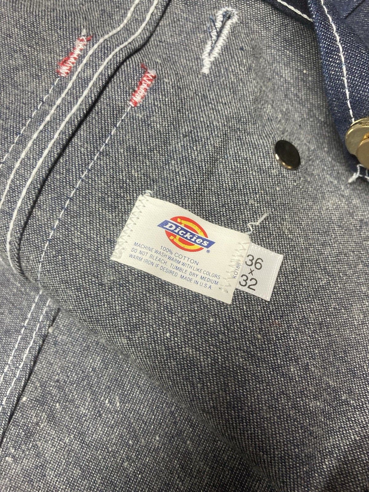 Vintage 80s dickies denim overalls NOS raw denim farm made USA 38x34 Size US 38 / EU 54 - 4 Thumbnail