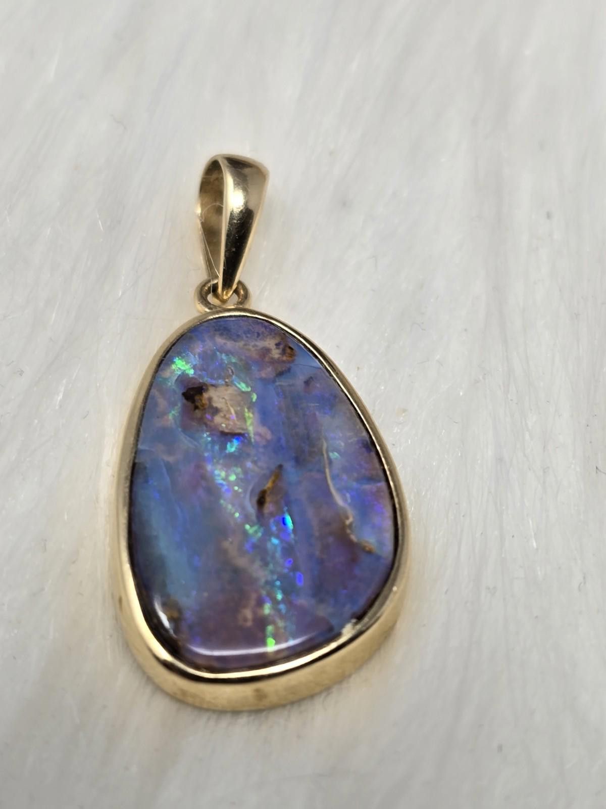 The Unbranded Brand 14k Yellow Gold Electric Australian Boulder Opal Pendant Size ONE SIZE - 3 Thumbnail