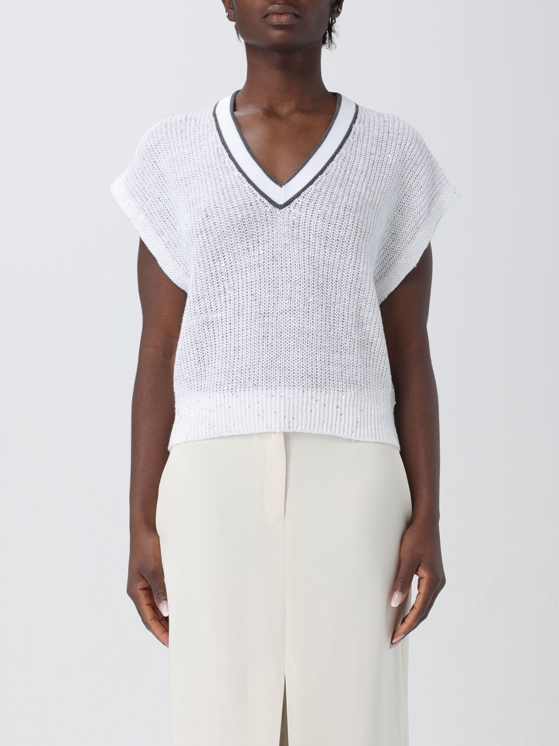 image of Brunello Cucinelli Sweater Woman White, Women's (Size Medium)