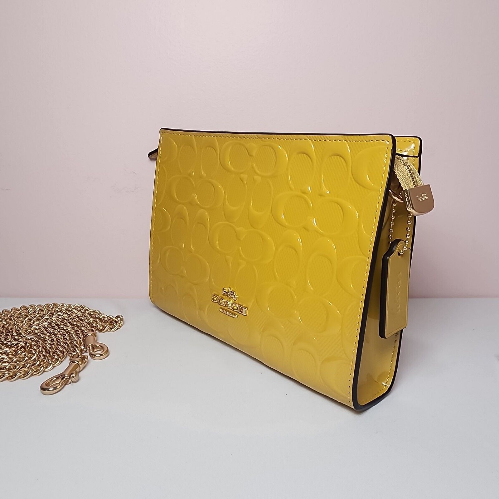 Coach COACH CT869 Slim Crossbody Signature Patent Leather Yellow Size ONE SIZE - 2 Thumbnail