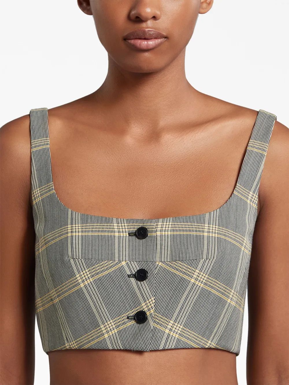 o1w1db10125 Virgin Wool Blend Cropped Top in Grey/Yellow