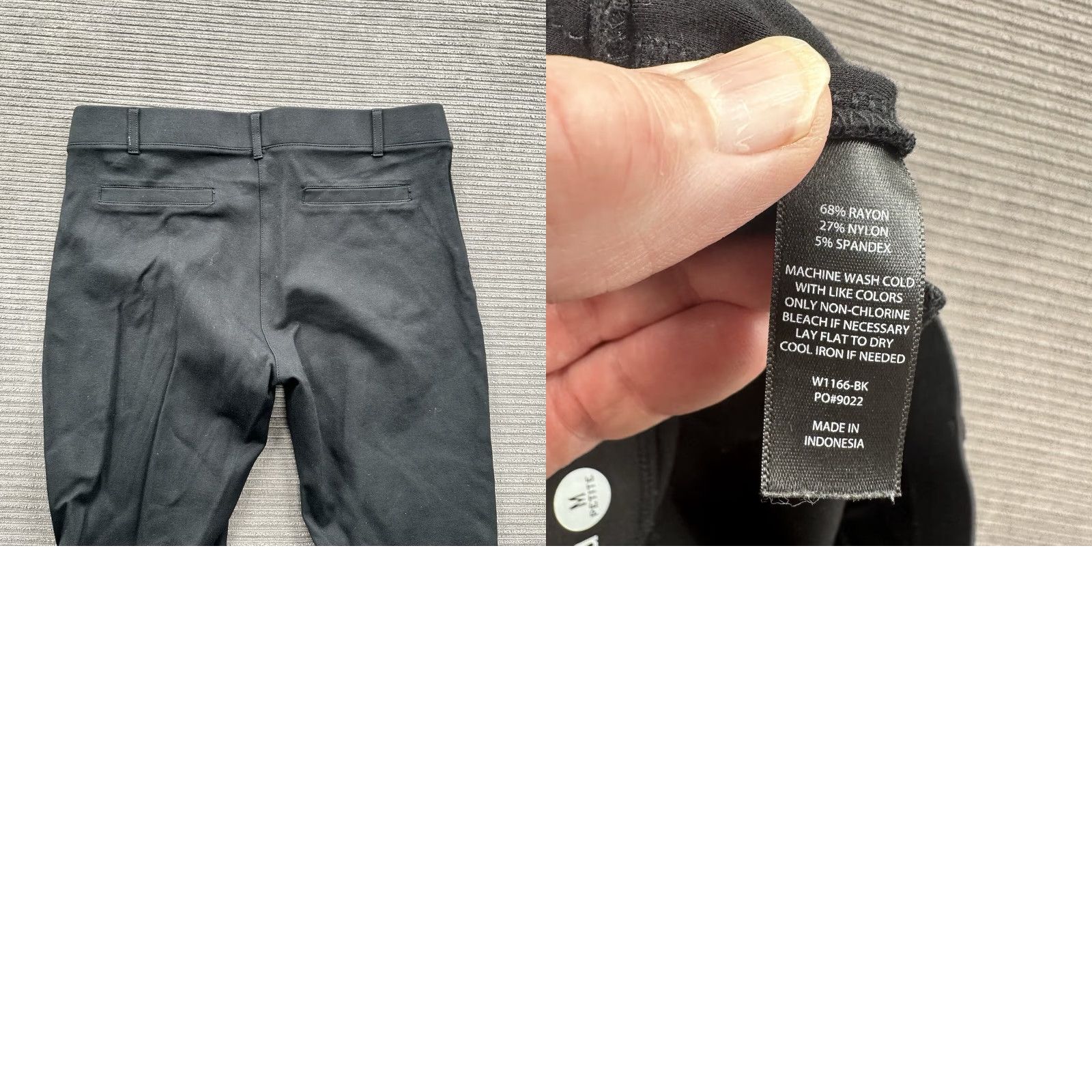 Vintage Betabrand Cropped Pants Women PM Petite Black Rayon Office Flat Front Logo Straight Inseam 24in Size 32" / US 10 / IT 46 - 8 Thumbnail