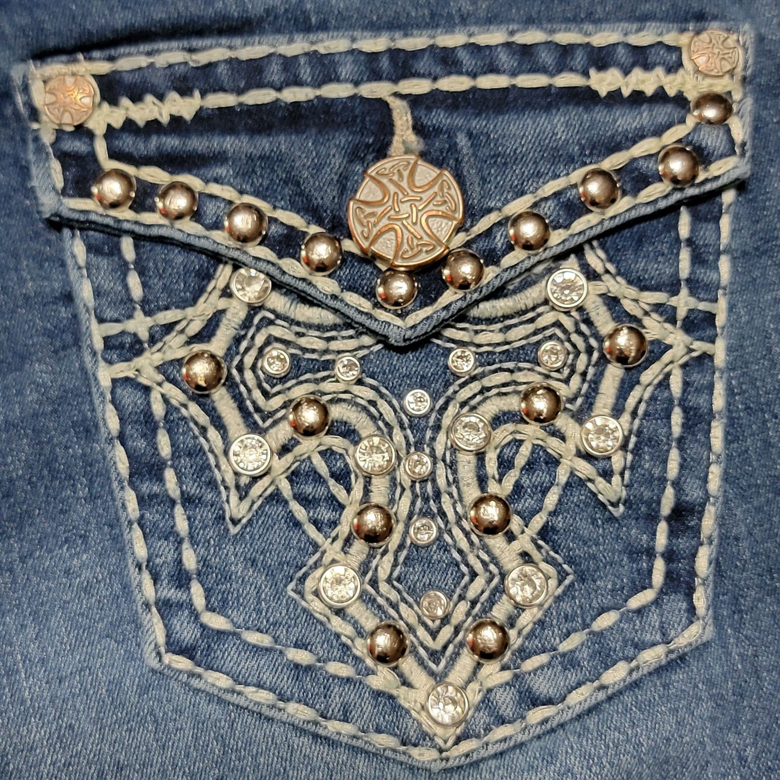 Other Jack David Straight Denim Jeans w/ Studs and Bling - Size 1 Size 25" / US 0 / IT 36 - 6 Thumbnail