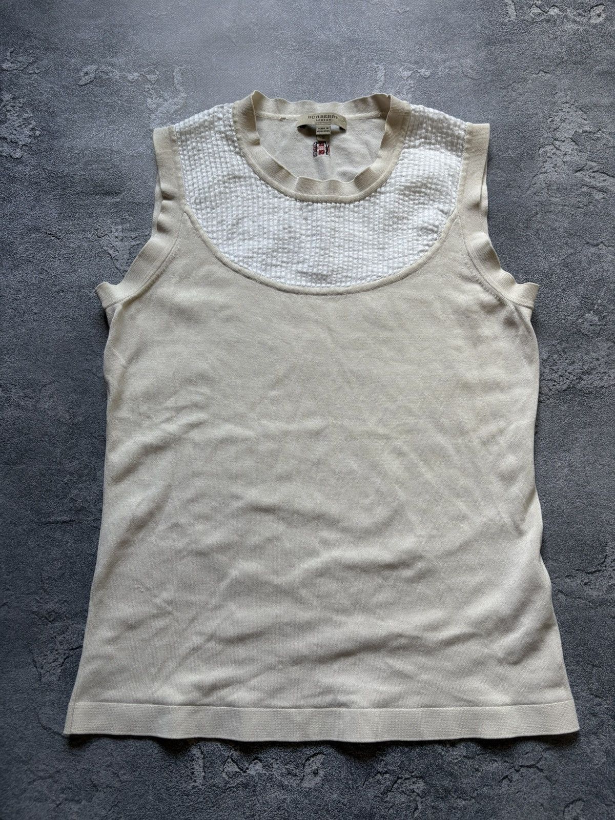 Burberry Vintage Burberry Luxury Beige Cotton Silk Women’s Tank Top Size S / US 4 / IT 40 - 4 Thumbnail