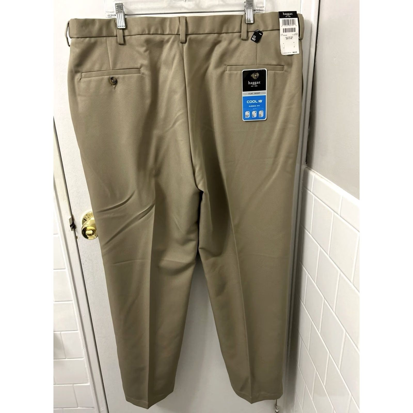 Haggar Haggar Cool 18 Pants Mens 42x30 Tan Khaki Classic Fit Flex Waist NWT 5 MSRP Size US 42 / EU 58 - 2 Thumbnail