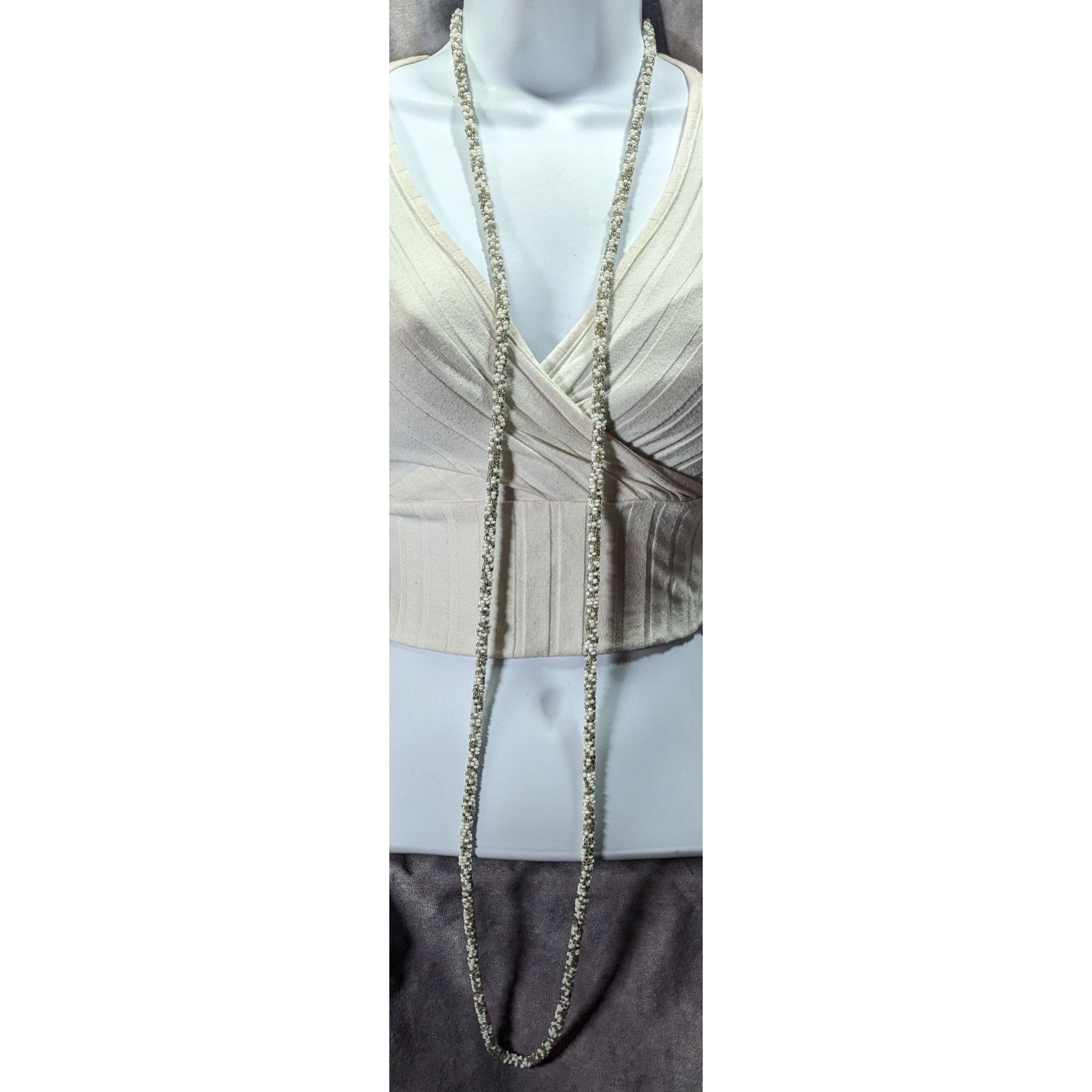 Other Grey And White Glass Beaded Rope Necklace Size ONE SIZE - 2 Thumbnail