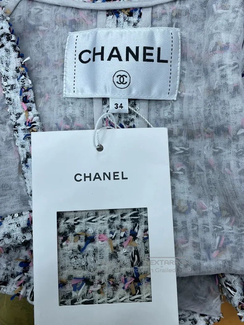 Chanel Chanel Greek series colour-blocked tweed jacket Size XXS / US 00 / IT 34 - 4 Thumbnail
