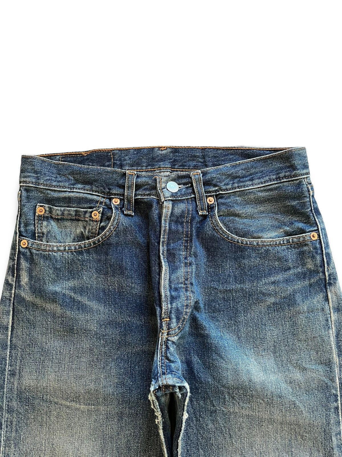 Levi's × Levi's Vintage Clothing UK Vintage 90s Levis 555 Button Fly Blue Wash Flare Jeans Size US 30 / EU 46 - 4 Thumbnail