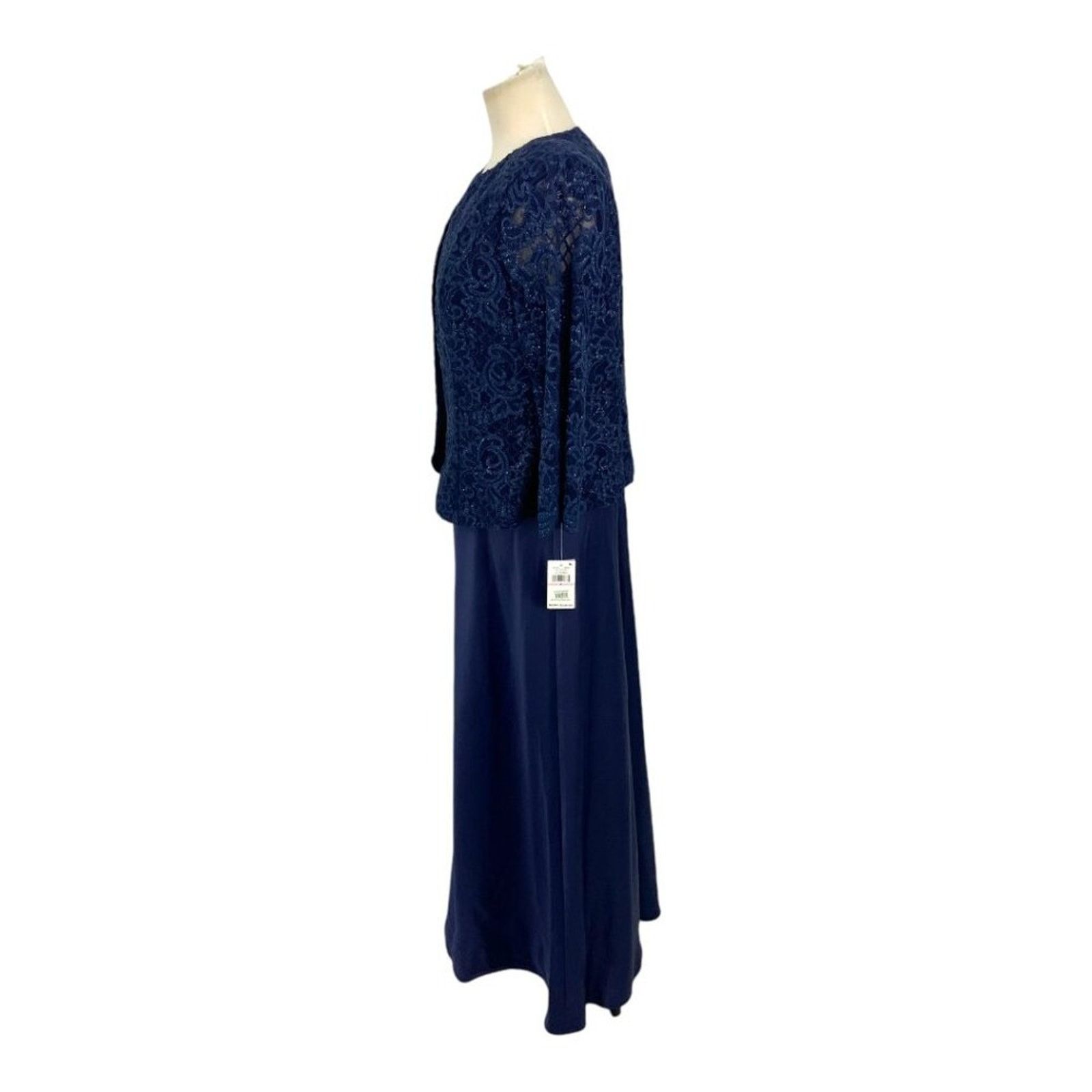 Alex Evenings Alex Evenings Embroidered Two-Piece Gown Navy Sz 6 NWT $229 Size S / US 4 / IT 40 - 4 Thumbnail