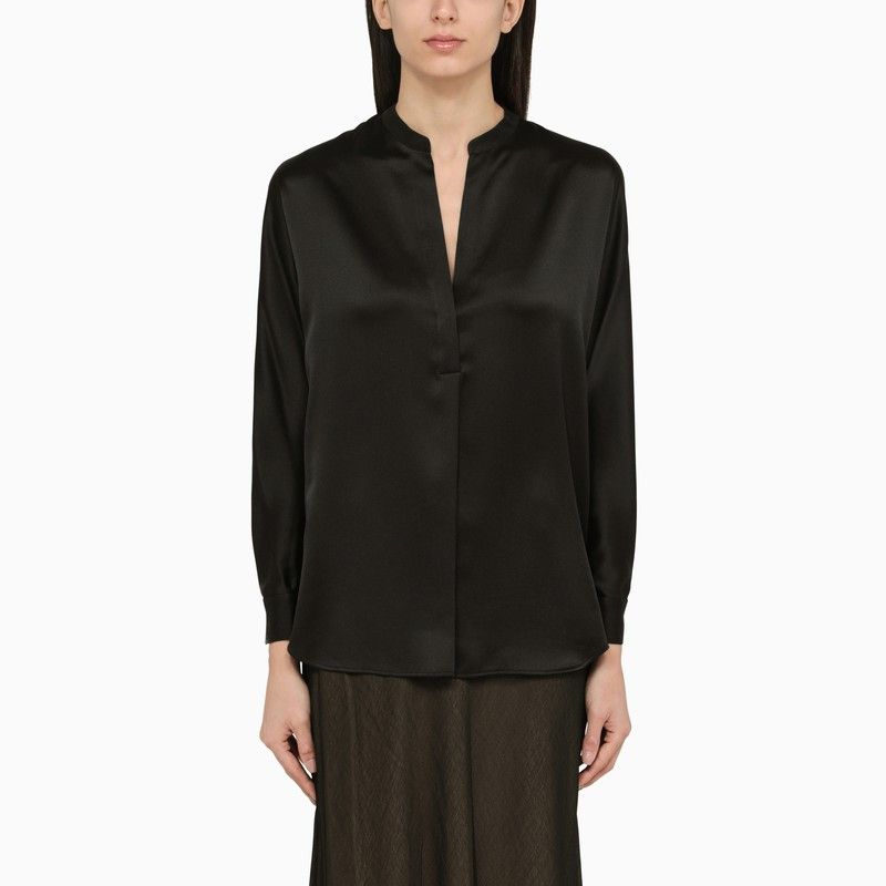 image of Vince Black Silk Blouse, Women's (Size XS)