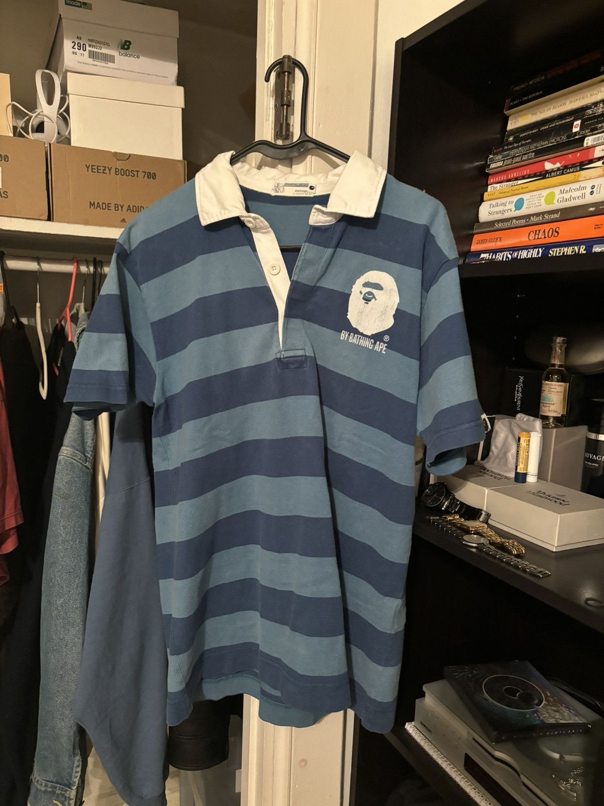 image of Bape Grail A Bathing Ape 2000S Polo Blue/white, Men's (Size Medium)