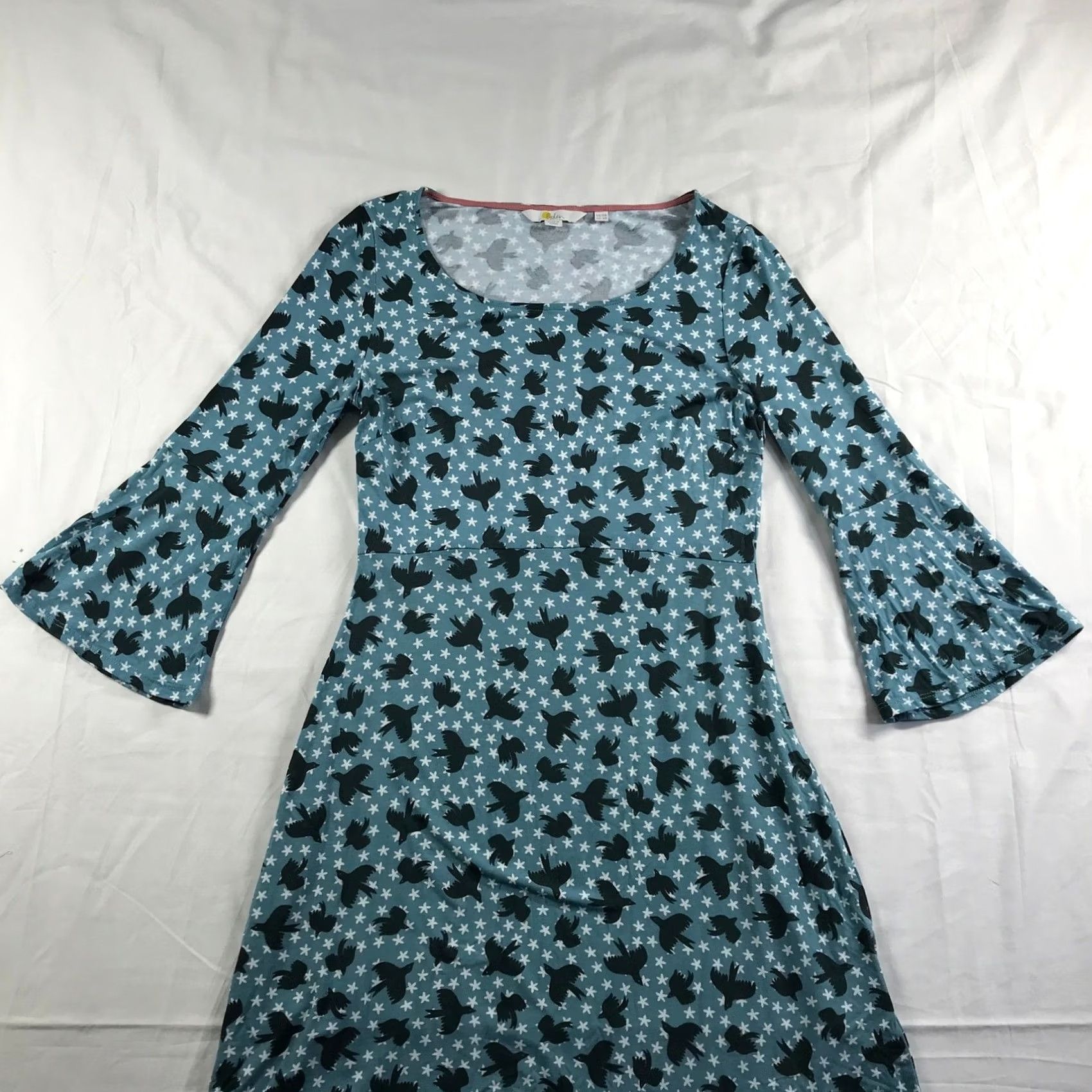 Boden Boden Teal Bird Star Print Bell Sleeve Empire Waist Jersey Dress Womens 6R J0273 Size M / US 6-8 / IT 42-44 - 6 Thumbnail