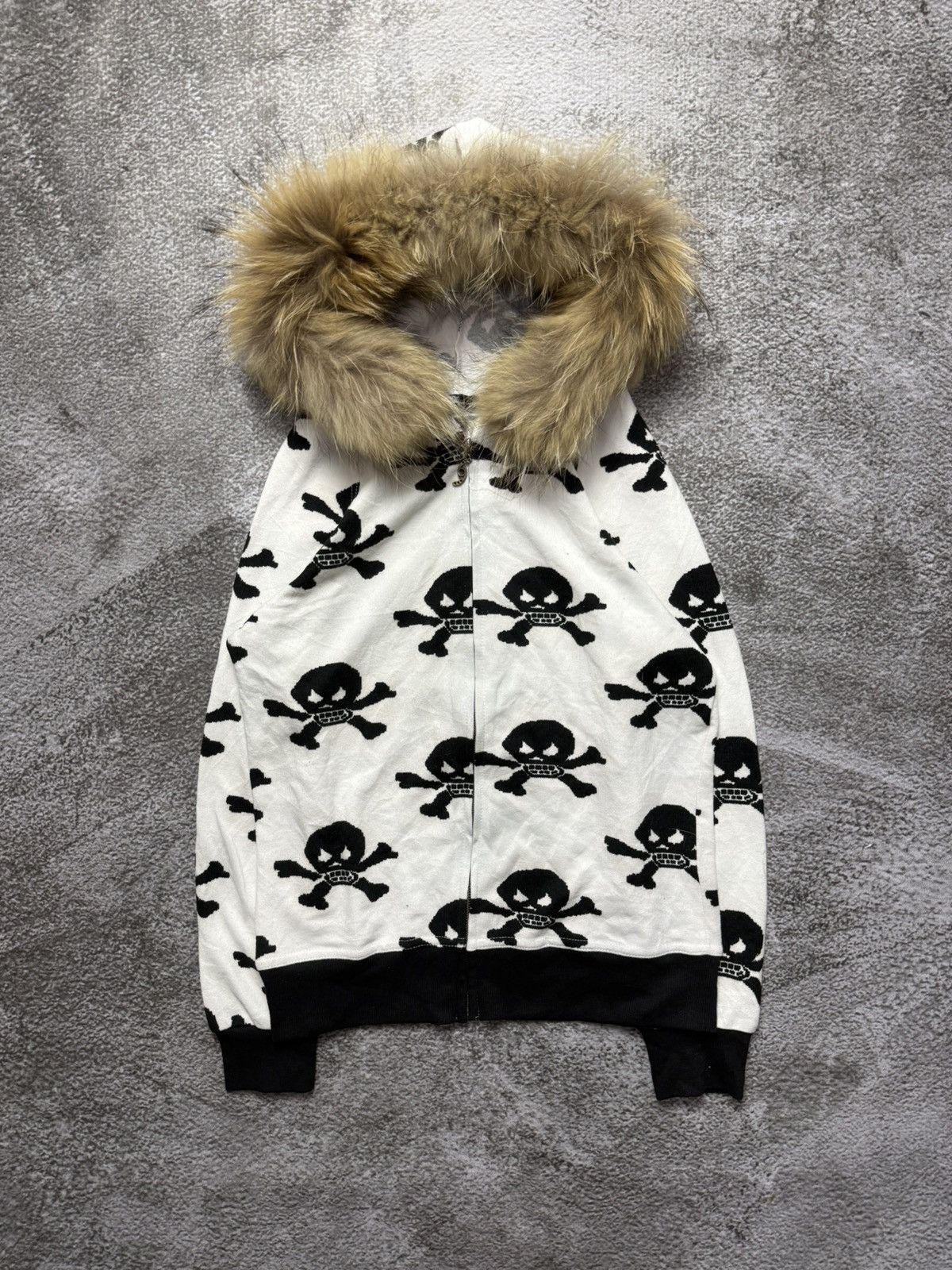Le Grande Bleu (L.G.B.) Japanese skull fur hoodie knit Size US S / EU 44-46 / 1 - 1 Thumbnail