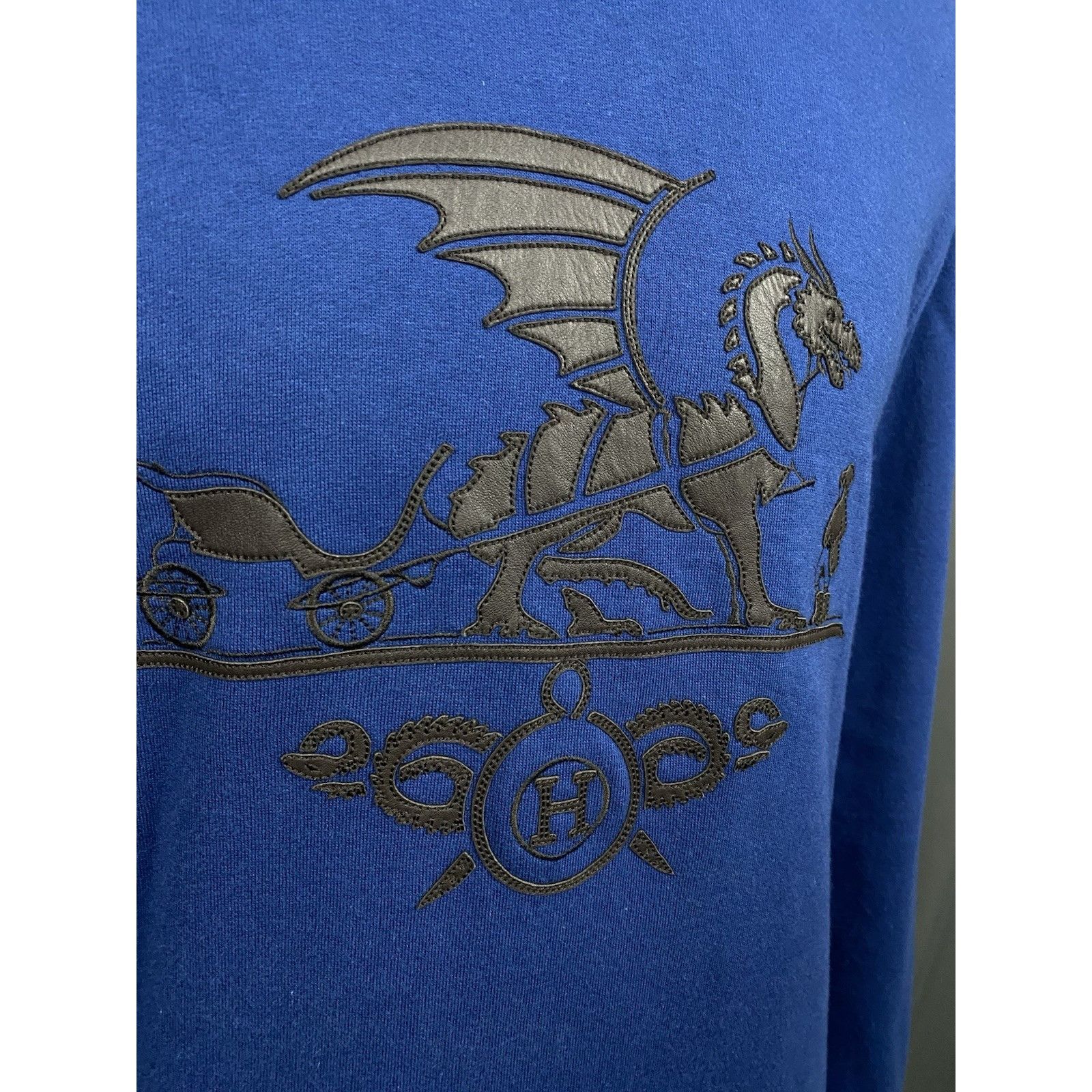 Hermes Hermès Big Logo Men's Blue Hoodie Sweater Size 2XL Size US XXL / EU 58 / 5 - 8 Thumbnail