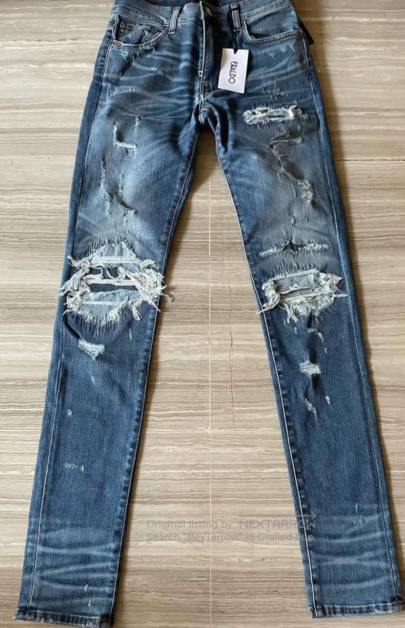 Amiri Amiri Classic Super Patchwork Destroyed Blue Bull Size 30 Size US 30 / EU 46 - 1 Thumbnail