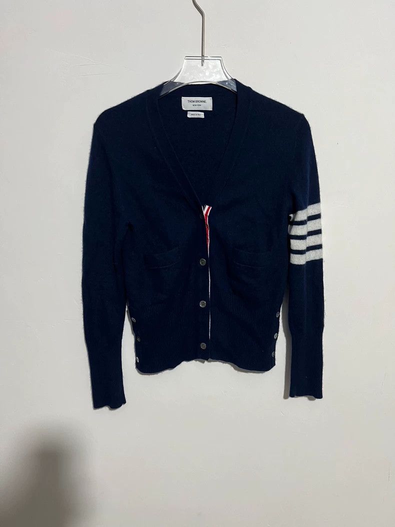 Thom Browne TB Classic Four-Stripe Blue Cardigan - dmc Size US M / EU 48-50 / 2 - 1 Thumbnail