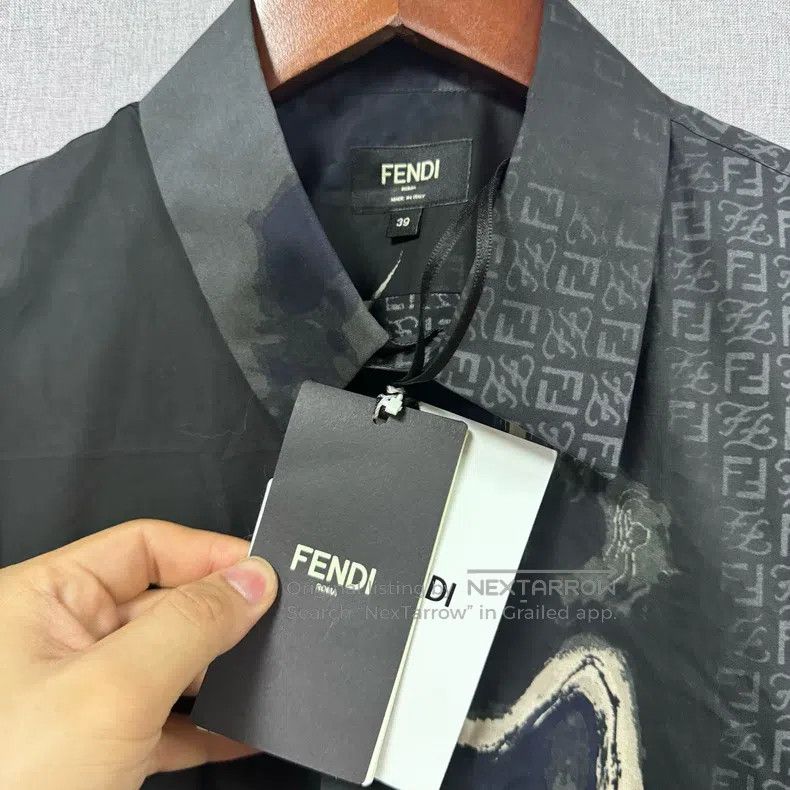 Fendi Fendi size 39 SS22 Full Print Shirt in Grey and Black Size US XXS / EU 40 - 4 Thumbnail