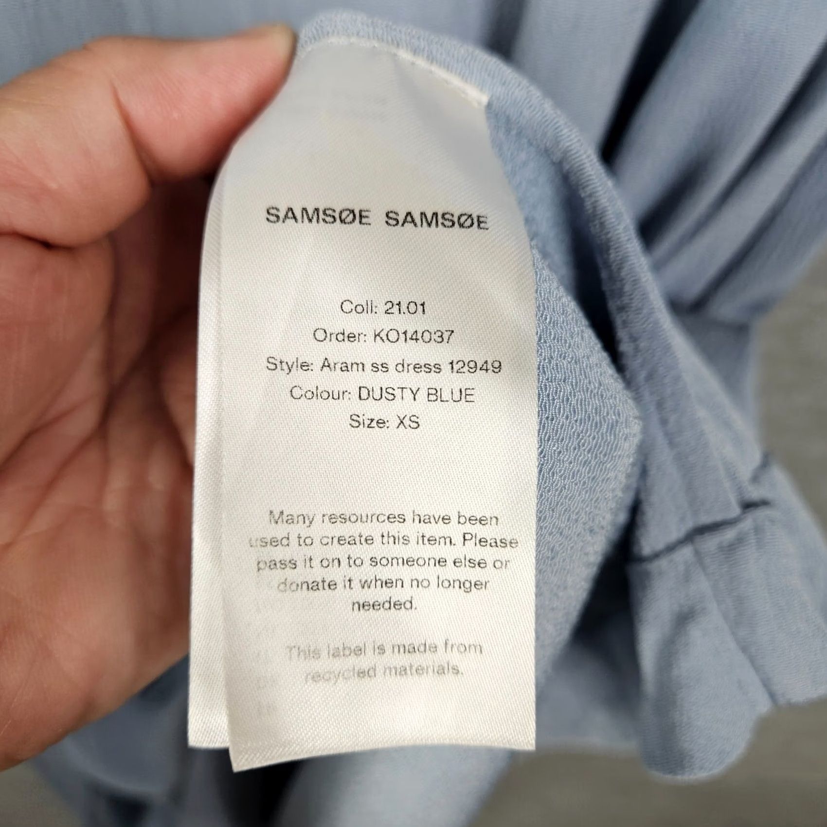 Vintage SAMSOE Aramss Women’s XS Mini Shift Dress Ldusty Blue Crew Neck Casual-Vest AA Size XS / US 0-2 / IT 36-38 - 6 Thumbnail