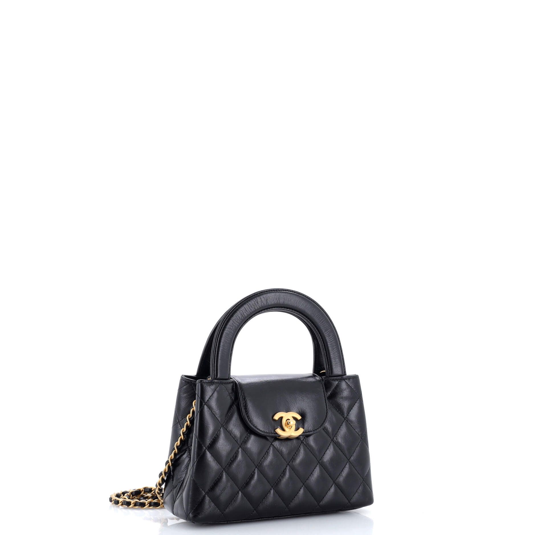 Chanel Kelly Top Handle Shopping Bag Quilted Shiny Aged Calfskin Mini Size ONE SIZE - 1 Thumbnail