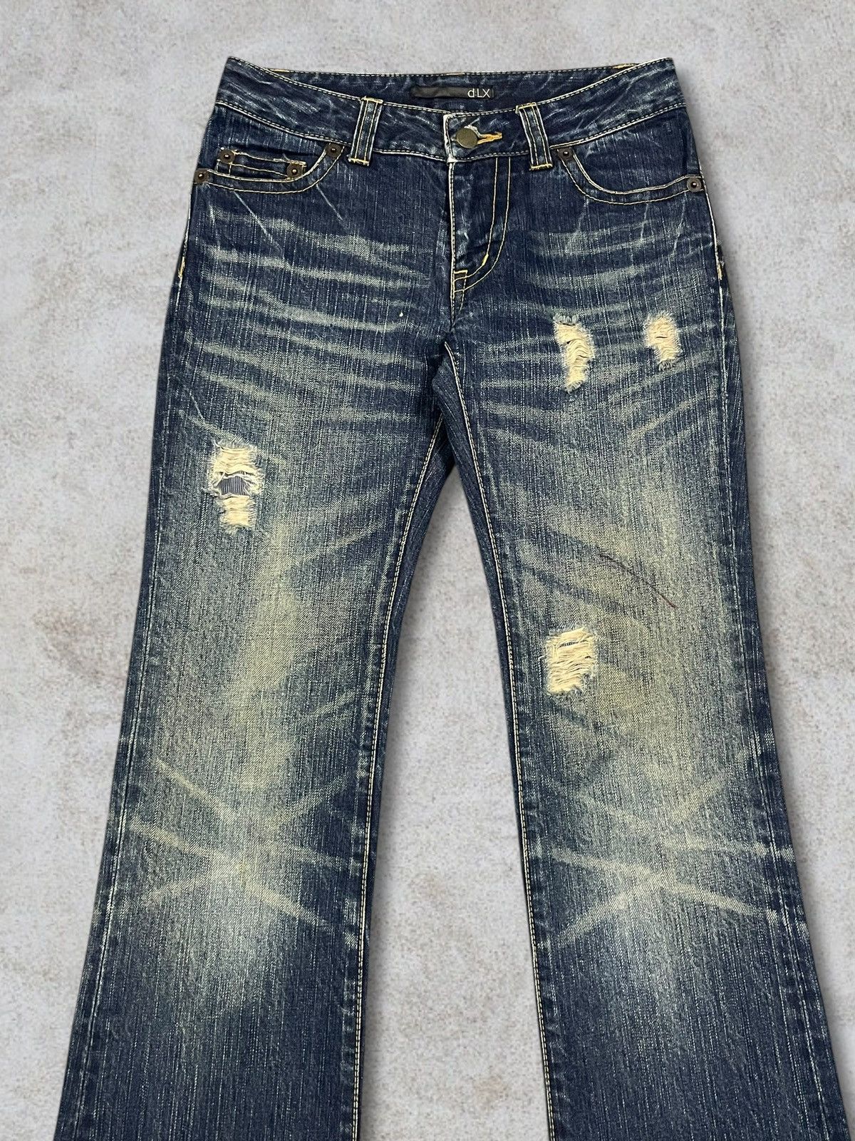 Hysteric Glamour Vintage Japanese Women’s Blue Wash Distressed Bootcut Jeans Size 27" / US 4 / IT 40 - 2 Thumbnail