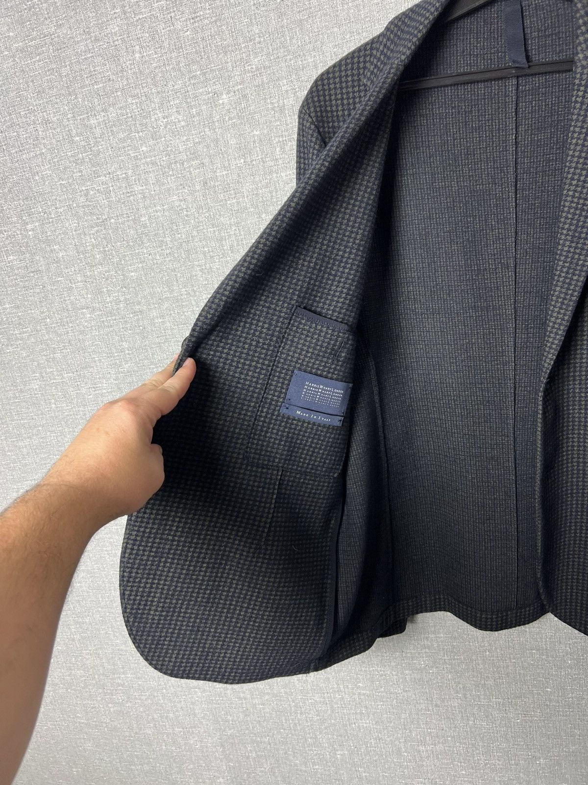 Harris Wharf London Harris Wharf London Moleskin Houndstooth Soft Blazer Jacket Size 38R - 19 Thumbnail