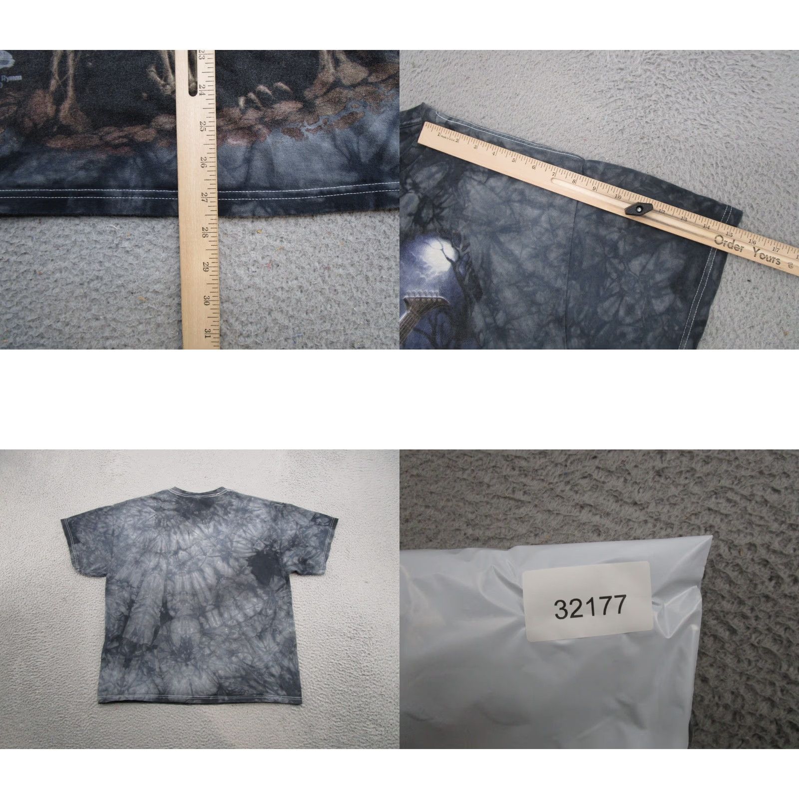 Delta VTG Delta Pro Weight T Shirt Skeleton Metal Guitar Graphic 2009 Tie Dye Gray L Men’s Crew Neck Short Sleeve Graphic Print Shirt Size US L / EU 52-54 / 3 - 8 Thumbnail