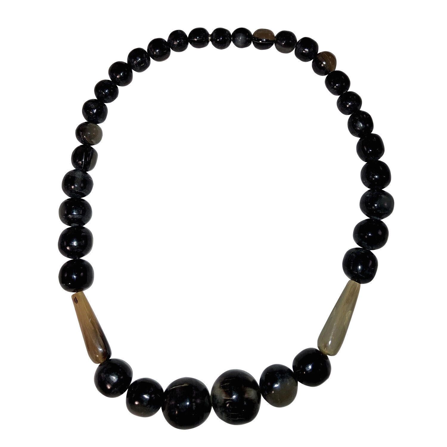 Designer Mexican Artisan Bull Horn Round and Tapered Bead Necklace Size ONE SIZE - 3 Thumbnail