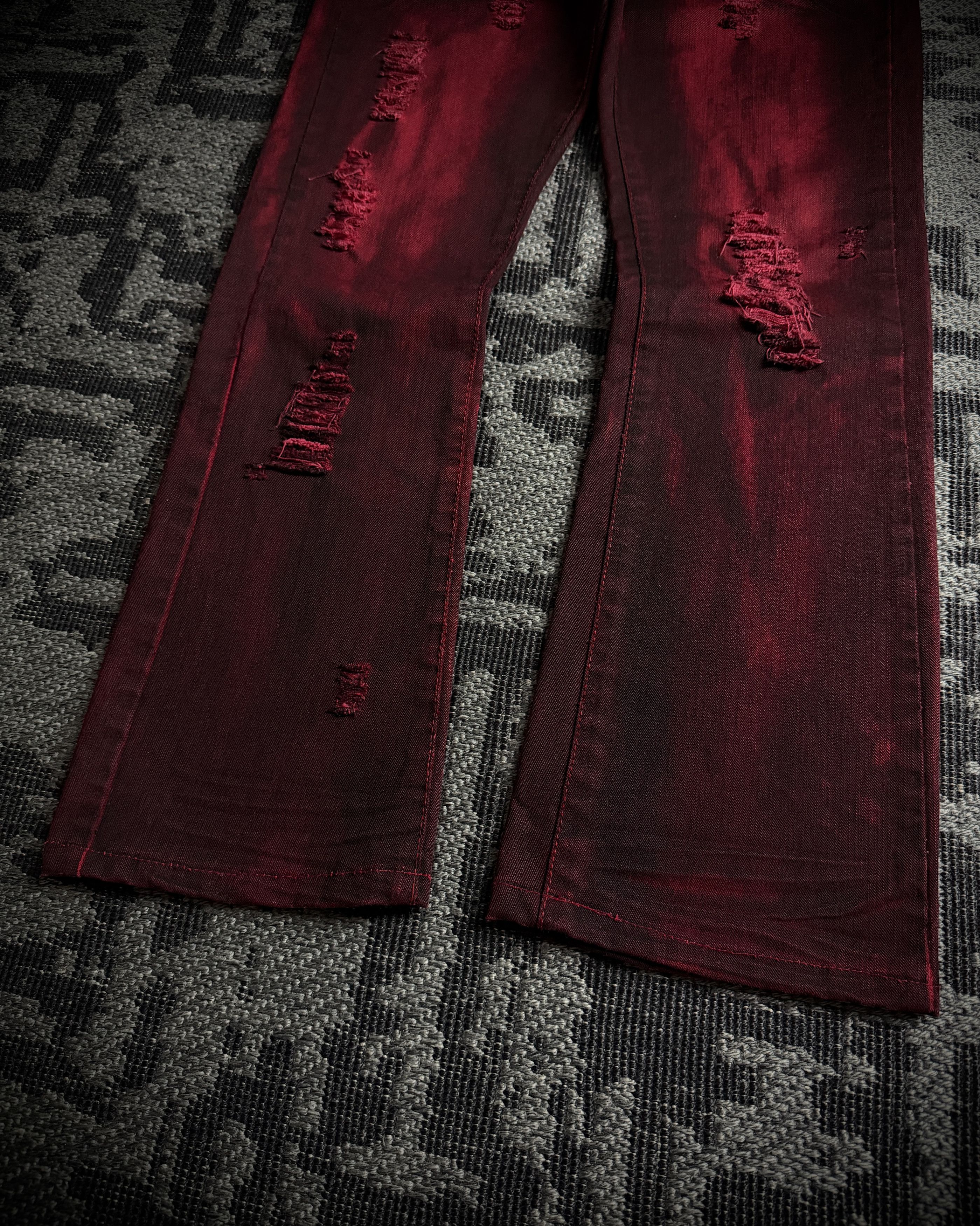 In The Attic In The Attic Faded Red Distressed Bootcut Denim Size US 31 - 3 Thumbnail
