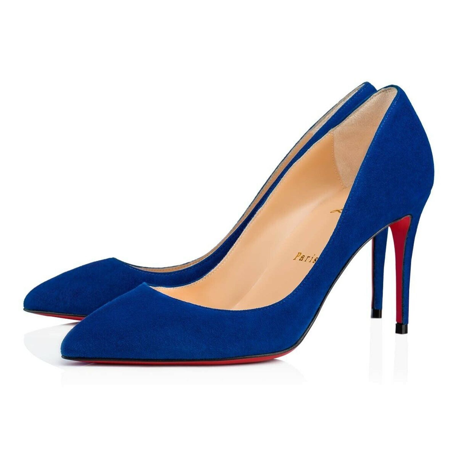 Christian Louboutin Pigalle Follies 85 Cyclades Blue Suede