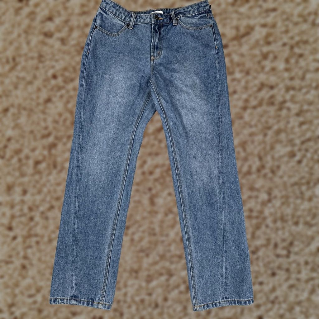 Vintage Future Collective Jeans Womens 8 Blue Straight 5-Pocket Denim Zipper Button Rise High-Rise Minor Branding Mens Womens Girls Size 30" / US 8 / IT 44 - 1 Thumbnail