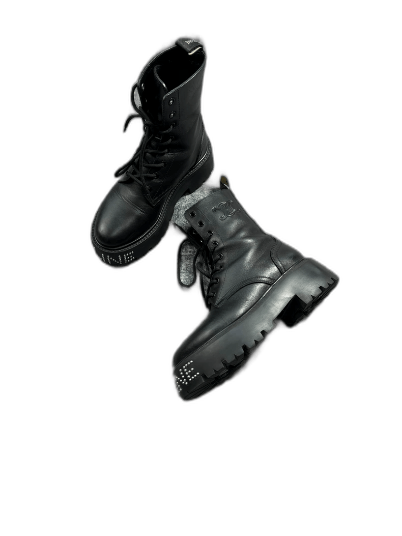 Celine Celine Black Studded Logo Women's Boots Size US 6 / EU 39 - 1 Thumbnail