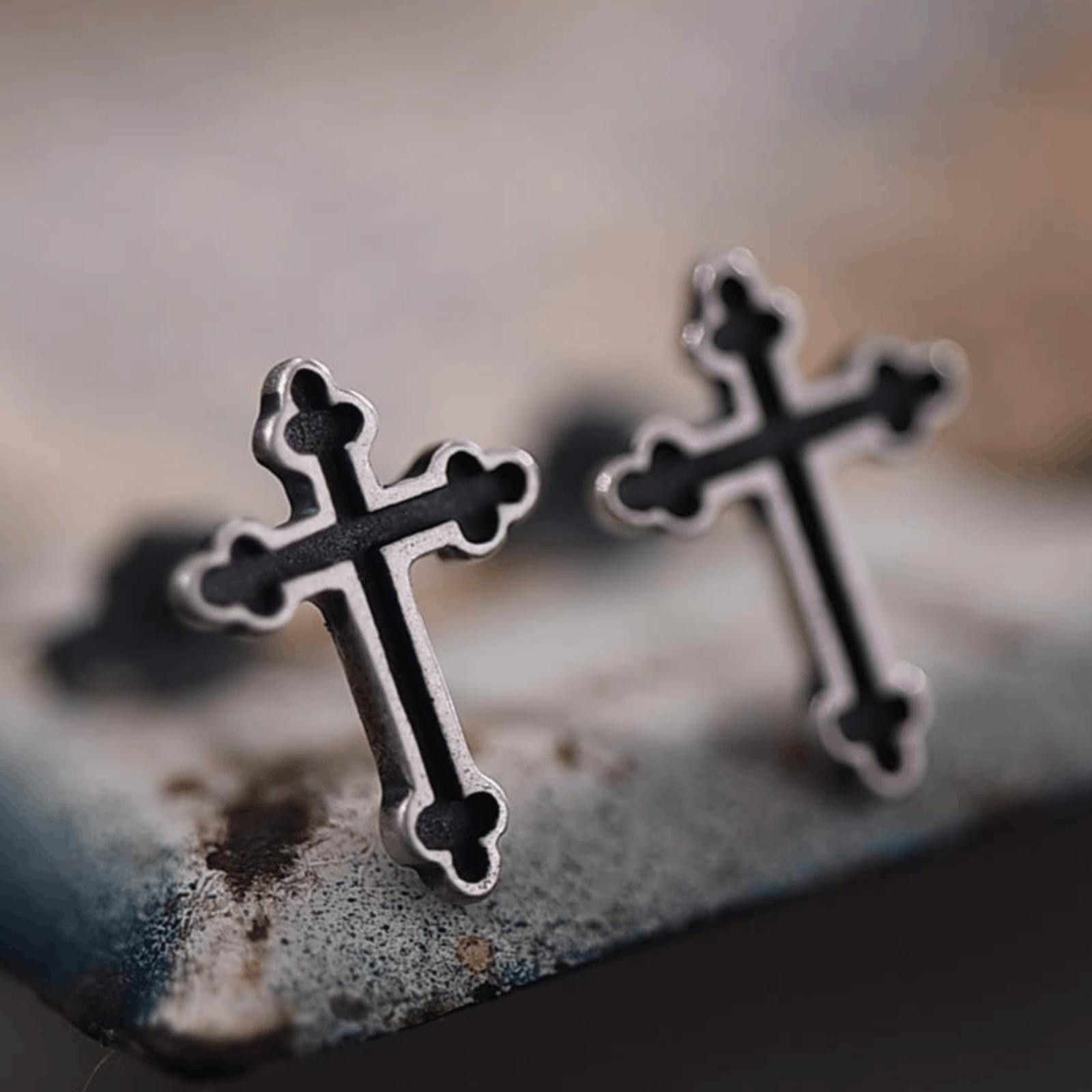 Other Black Cross Stud Earrings Size ONE SIZE - 5 Thumbnail