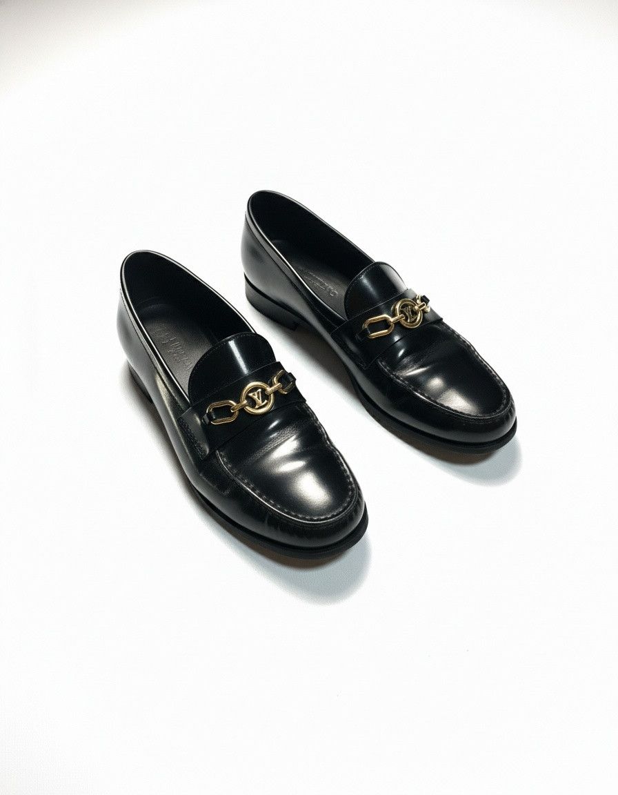 Louis Vuitton LV Chess Flat Loafer QL Glazed Calf Chain 39.5 Size US 9.5 / IT 39.5 - 1 Thumbnail