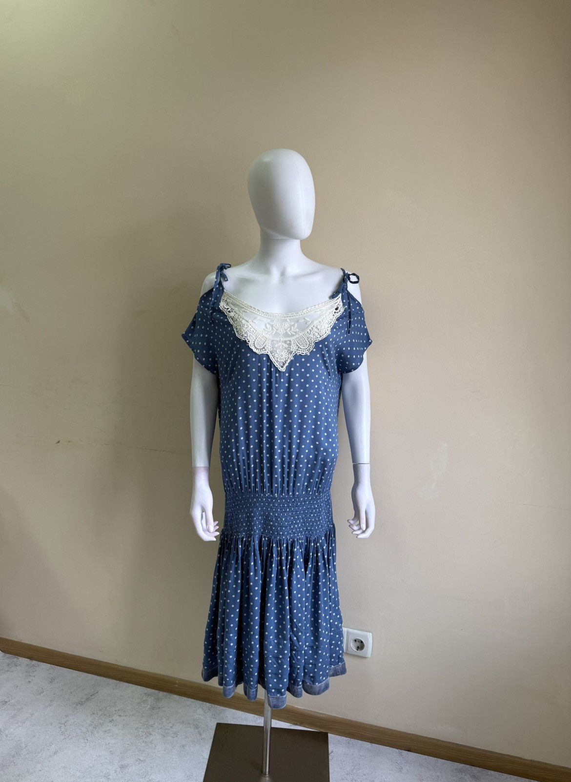 Vintage Ewa I Walla Blue Polka Dot Short Sleeve Midi Dress Size XS Size XS / US 0-2 / IT 36-38 - 3 Thumbnail